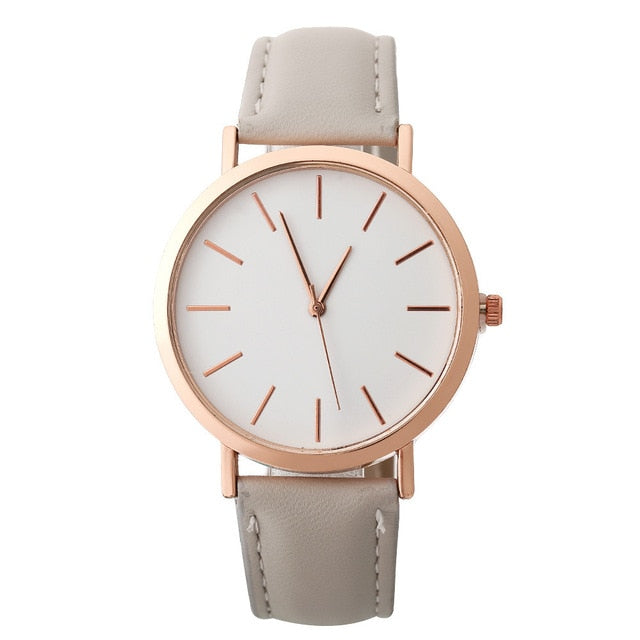 Woman Fashion Casual Alloy Leather Band Analog